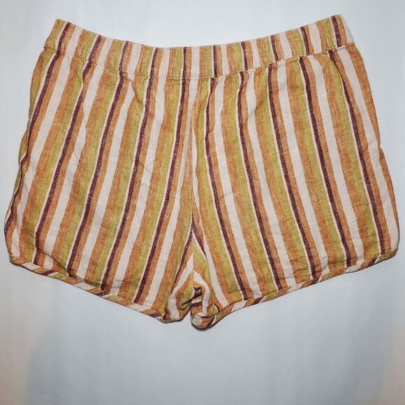 Madewell Linen-Cotton Pull-On Shorts in Rainbow Stripe Size S - Picture 5 of 10